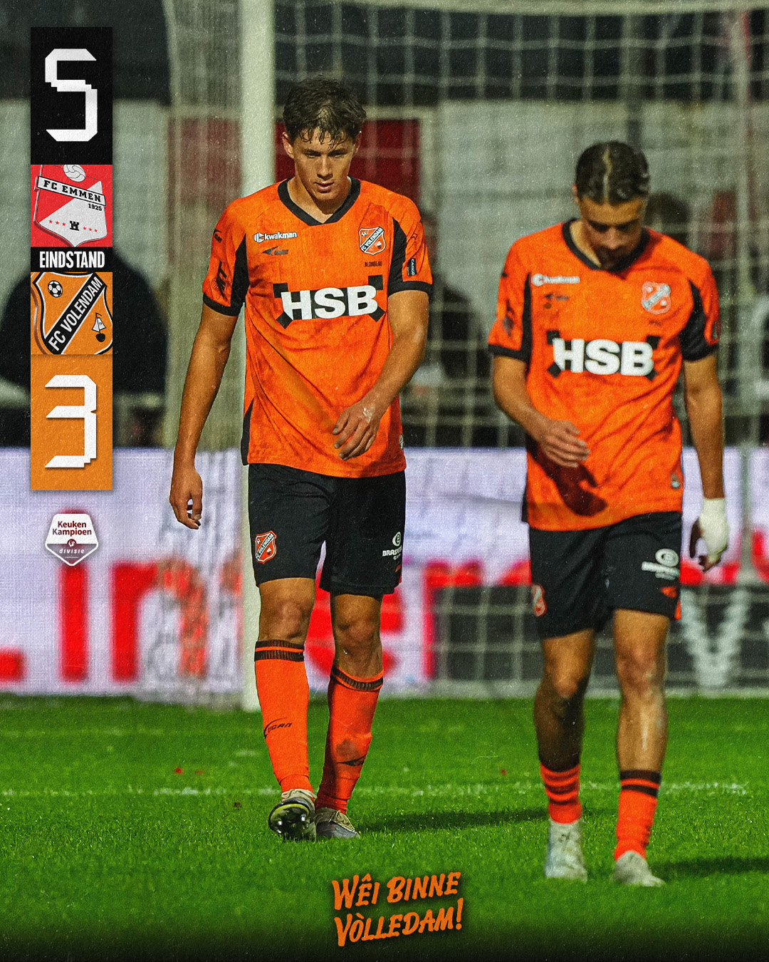 Afgelopen. FC Volendam verliest in en tegen Emmen.